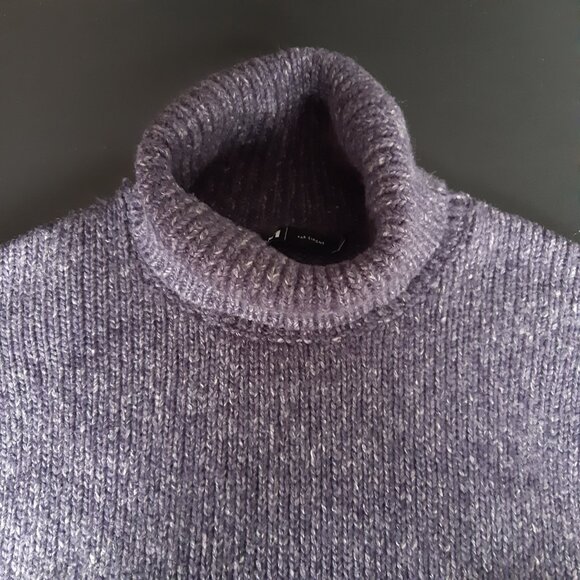 Le 31 by Simons SZ M Chunky Men's Turtleneck Sweater Blue w/White Fleck - Picture 3 of 13